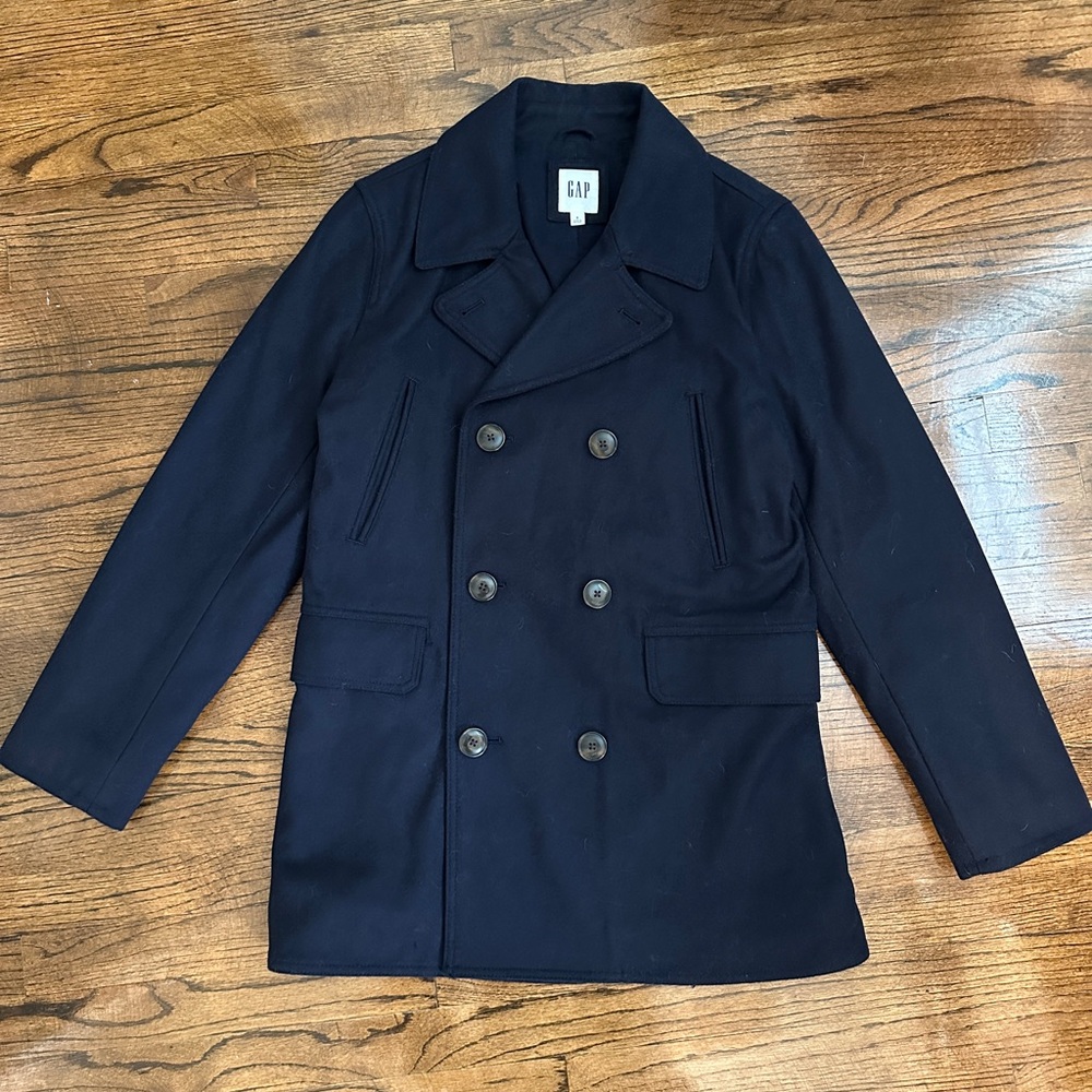 GAP Navy Peacoat – Size Small – Double Breasted Wool Blend Coat
